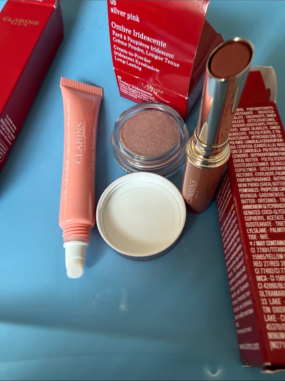 Clarins Silver Pink Eyeshadow & Rosewood Instant Light Lip Perfector Duo - Picture 6 of 6